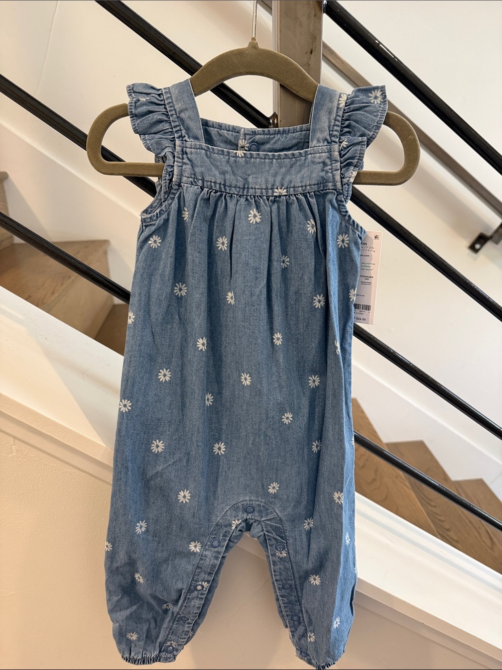 Carter's Light Blue Denim-Style Floral Romper
